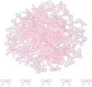 uxcell 100Pcs Bow Nail Charms, 0.3" Cute Resin Mini Bows Decorations 3D Nail Bowknot for Birthday Party DIY Crafts Phone Case Jewelry Decoration, Pink