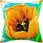DIY Needlepoint Kit "Yellow tulip" Tapestry Pillow Cover Printed Canvas