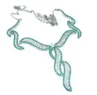 Precious Green and White Bow genuine 22.9 carat Emerald .925 Sterling Silver