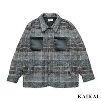 在飛比找momo購物網優惠-【KAI KAI】格紋雙皮口袋羊毛外套(男款 羊毛混紡外套 