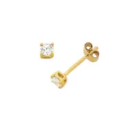 Cubic Zirconia Claw Stud Earrings in 9kt Yellow Gold