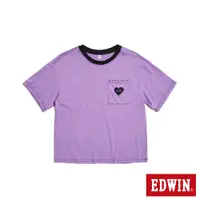 在飛比找蝦皮商城優惠-EDWIN TY2K愛心寬短版短袖T恤(灰紫色)-女款