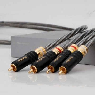 Pair RCA Cable 7N OCC Copper Sliver Plated Audio Line with Gold Plated RCA Plugs