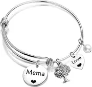 [ENSIANTH] Mema Bracelet Best Mema Ever Gift Mema Grandma Jewelry with Family Tree