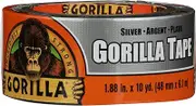 Gorilla Heavy Duty 9m Extra Long Double Adhesive Duct Tape - 48mm Wide Silver Gorilla Tape Heavy Duty All Weather Strong Tape - Moisture Resistant - Pack of 1