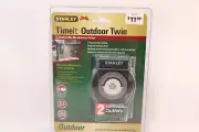 Stanley TimeIt Outdoor Twin 2-Outlet Grounded Mechanical 24 Hour Timer New