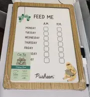 Pusheen Cat Kit Feeding Chart Dry-erase Board Feed Me Sloth Plant Mon-Sun Am Pm