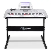 Karrera 61-Key Electronic LED Keyboard Piano with Stand (Silver)
