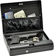 Gun Safe,Biometric Gun Safe for Handgun, Portable Gun Lock, with 2 Ways Quick Access, Fingerprint and Keys, for Home Bedside Nightstand Car