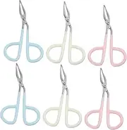 EXQUIMEUBLE 6Pcs Stainless Steel Eyebrow Tweezers Durable Clip Tweezers for Women Portable Eyebrow Scissors for Personal Professional Beauty Care Mixed Color Design