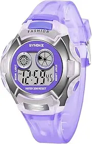 zolyet 9034 Stylish Sport Watch Multifunctional Digital Wristwatch with Luminous/Alarm/Life/Stopwatch/Hourly Chime/Week and Date Display Children Electronic Watch for Boys Girls Pink