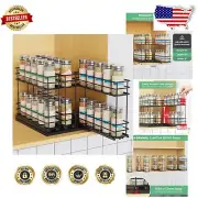 Easy to Install 2-Tier Pull Out Spice Rack - Perfect for Every Kitchen Cabinet