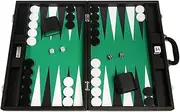 Silverman & Co. 19-inch Premium Backgammon Set - Green Playing Surface, Black and White Points - 2 Players, Age 12+