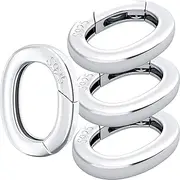 HINZIC 4PCS 925 Sterling Silver Oval Necklace Shortener Clasp, Tiny Pearl Carabiner Clip and Closures Wedding Prom Valentines Bracelet Enhancer Connector Jewelry Making Accessories for Women
