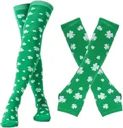 [LeMarnia] St. Patrick's Day Socks Shamrock Socks and Gloves Set Irish Carnival Socks Set