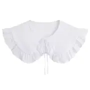 Ruffle Brim False Collar Tether Closure White Outfit Accessories