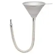 Steel Bendable Spout Wide Mouth Funnel with Filter and 24" Flexible Pipe Silver