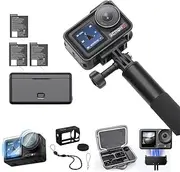 DJI Osmo Action 5 Pro Adventure Combo with Storage Bag + Tempered Glass Film + Magnetic Base + Protective Case, Action Camera 4K, Extended Battery Life with 3 Batteries, Stabilization, Two OLED Touch