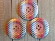 3 Multicolor Dot Sewing Buttons Crafting Wood 4 Hole Round 1.5"