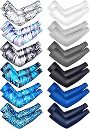 [Mntrprko] 12 Pairs Sports Arm Sleeves for Kids Basketball Baseball Arm Sleeves UV Sun Protection Cooling Arm Cover Sleeve