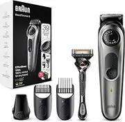 Braun Beard Trimmer BT5260 and Hair Clipper for Men, Lifetime Sharp Blades, 39 Length Settings, Black/Silver Metal, UK Two Pin Plug