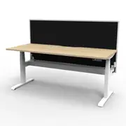 Single Sided Workstation With Screen And Cable Tray Natural Oak White