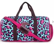 Sixtease Sb-4339 16” Duffle Bag Pink Blue Cheetah Print UpCycled Canvas