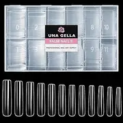 UNA GELLA Extra Long Tapered Sqaure Nail Tips Full Cover 504pcs No C Curve Clear Gel Nail Tips XXL Long Straight Nails Tips Acrylic Nails Long Square Gel X Nails for DIY Nail Art 12 Sizes