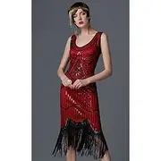 Roaring 20s 1920s The Great Gatsby Knee Length Flapper Dress Dress Prom Dresses The Great Gatsby Charleston Wedding Guest Sequins Patchwork Women's Wedding Par