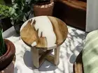 Round White Epoxy Resin Coffee Table Console Bar Handmade Home & Garden Deco Top