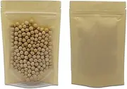 50 Pcs Clear Fornt Brown Kraft Paper Zip Lock Plastic Package Bag Doypack Stand Up Pouch Zipper Top Reclosable Pouch Nuts Coffee Tea Food Storage Packaging Pack (3.9x5.9 inch)