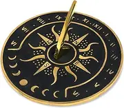 Nautical-Mart Brass Garden Sundial Clock - 8.5” Diameter Sundial Clock with Polished Brass Highlights