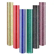 Glitter Vinyl Heat Transfer 3D, Metallic Heat Transfer Vinyl Sheets Iron On, Glitter Heat Transfer HTV Vinyl Multicolor
