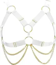 [CAMIXGQN] Leather Bra Harness Women Bondage Garter Belt Sexy Lingerie Adjustable Suspender Goth Chain
