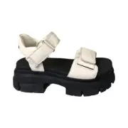 UGG Women's Ashton Ankle Jasmine White Leather Platform Sandals 1136764