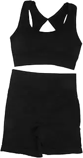 [Holibanna] Yoga Suit Athletic Shorts Shorts Gym Outfits for Women Workout Outfits Yoga Outfits for Women Gym Clothes Exercise Clothes for Women Black Nylon
