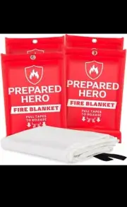 Emergency Fire Blanket - 4 Pack - Fire Suppression Blanket for Kitchen, New!
