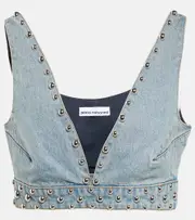 [Rabanne] Rabanne Stud-embellished denim bra top AU 6 blue