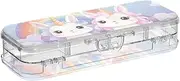 Yoogain Rainbow unicorns Sky Purple Plastic Pencil Box Double Layer Pens Case Transparent Hard For Stationery Supplies With Snap And Lid
