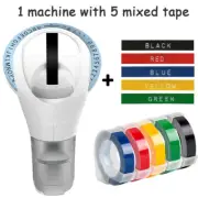 DYMO Embossing Label Maker with 5 Colour 3D Label Tape 3/8'', Dymo Omega Maker