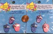 Clay Flip Flop Charms - Lot of 6 - Pink Purple Blue - Flower Butterfly Jewelry