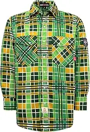 [BOCOMAL] FR Shirts Flame Resistant NFPA2112/CAT2 6.5oz Light Weight Printed Fire Retardant Plaid Shirt