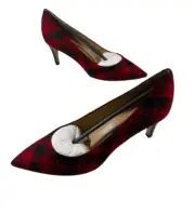 Talbots Womens Heels 7.5 M Skylar Classic Red Plaid Made In Brazil New In Box