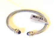 $650 DAVID YURMAN 18K GOLD, SS AMETHYST CABLE BRACELET