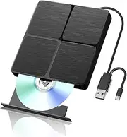 Alphami External Blu ray Drive, USB 3.0 & Type C Bluray Burner, External Blueray/DVD Drive for PC, External CD DVD Blu Ray Player Compatible with Windows XP/7/8/10/11, Linux, Mac OS