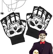 [Generic] Skeleton Cycling Gloves | Halloween Half Finger Skeleton Gloves for Cycling - Comfortable Glowing in The Dark Skeleton Gloves for Running, Cycling, Skiing