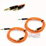 2X 3.5MM AUX MALE AUDIO EXTENSION CABLE CORD ORANGE FOR GALAXY S4 NOTE 2 3 NEXUS