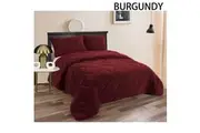 Teddy Fleece Comforter Set (Burgundy) - Queen