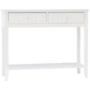 Console Table Fluted 2 Drawers Hallway Entryway Furniture White