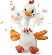 TUMAMA Baby Talking Dancing Duck Toy - Soft Plush Electronic Pet with Twisting Neck and Flapping Wings,Features Singing,Recording,Repeating for Toddlers,Interactive Gift Toys for Boys and Girls